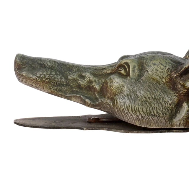 Art Deco Bronze Greyhound Head Desk Clip For Sale - Image 4 of 6
