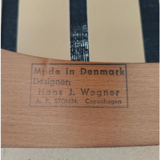 Black Mid 20th Century Hans Wegner A.P. Stolen Papa Bear Chair AP-19 & Ottoman Redone in Black Leather For Sale - Image 8 of 18