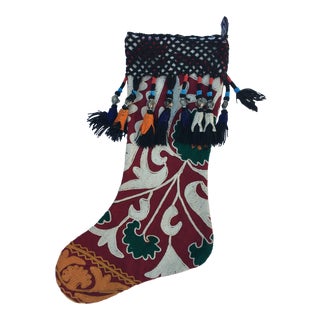 Antique Suzani Christmas Stocking For Sale