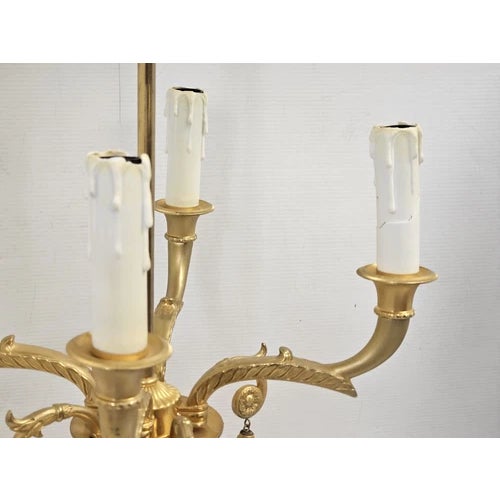 Vintage Laudarte SRL Italy Made Gilt Brass Candelabra Marble Table Lamp For Sale - Image 15 of 16