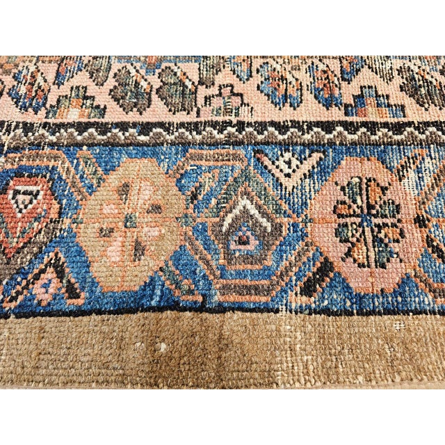 Vintage Malayer Area Rug, Hand-Knotted Wool, Allover Geometric Design, Camelhair & Blue, 3x6 For Sale - Image 11 of 13