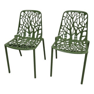 Fast Forest Chairs in Forest Green Powder-Coated Aluminum, 2010s, Set of 2 For Sale