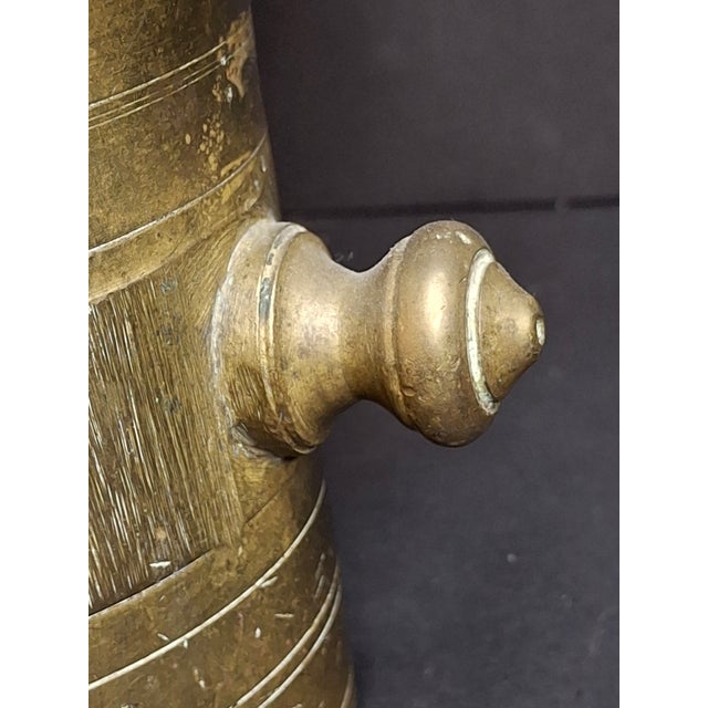 Antique Judaica Brass Mortar and Pestle Set Heavy 7.5lb Heavy Cast Found J. Greenstein Provenance For Sale In Boston - Image 6 of 18