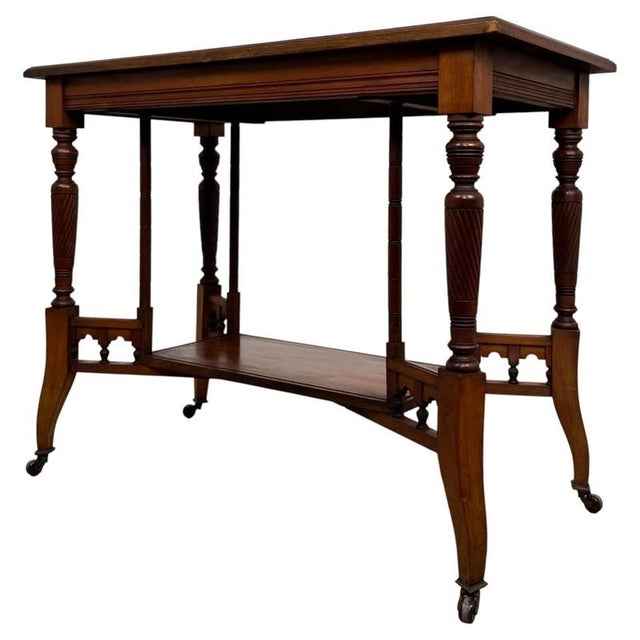 Brown Antique Early 20th Century English Edwardian Walnut Side Table For Sale - Image 8 of 10