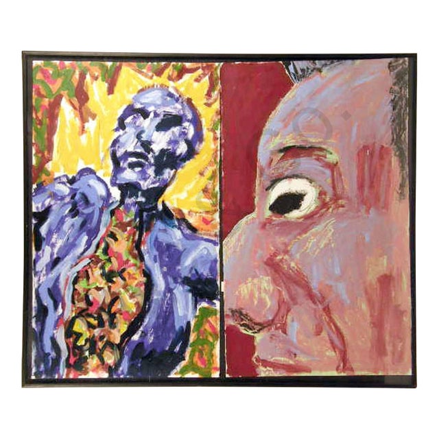 Peter Julian, Untitled, 1981 Diptych Neo Expressionist Figures Peter Julian Oil Painting For Sale
