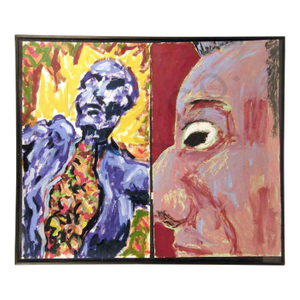 Peter Julian, Untitled, 1981 Diptych Neo Expressionist Figures Peter Julian Oil Painting
