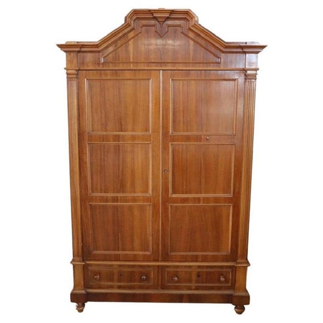 Antique Veneer Walnut Wardrobe, Late 19th Century For Sale - Image 16 of 16