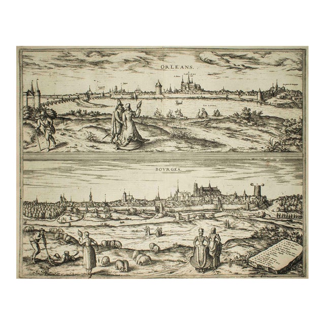 Orleans and Bourges, Map from ''Civitates Orbis Terrarum''-by F. Hogenberg - 1575 1575 For Sale