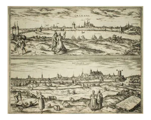 Orleans and Bourges, Map from ''Civitates Orbis Terrarum''-by F. Hogenberg - 1575 1575
