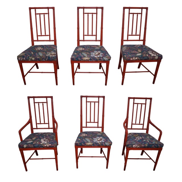 Drexel Heritage Vintage Faux Bamboo Painted Dining Chairs 6 Chairish