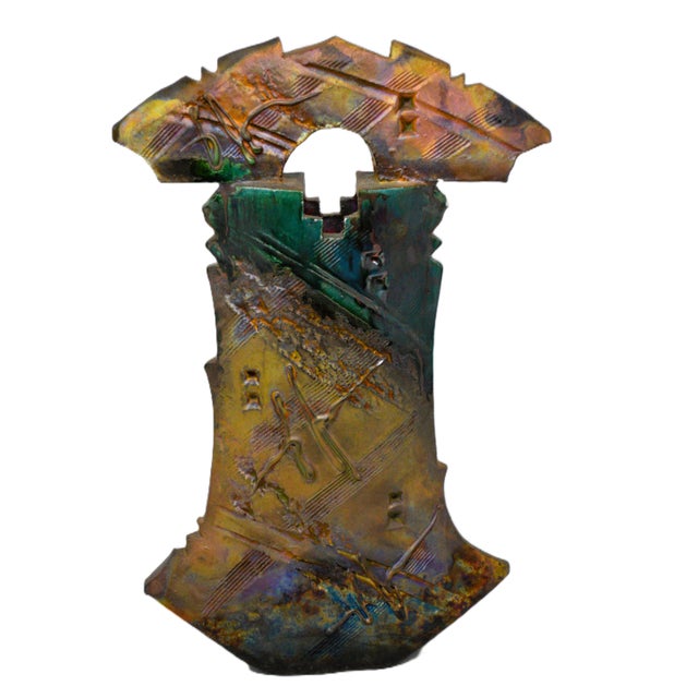 Abstract Signed Raku Pottery Abstract Sculptural Art Vase For Sale - Image 3 of 13