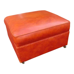 Vintage 1960s Babcock-Phillippe Style Vinyl Ottoman on Brass Casters