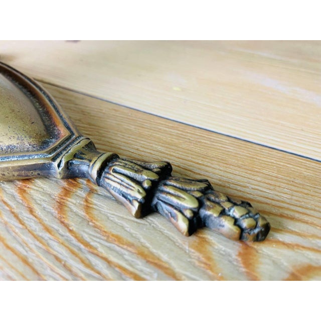 Art Nouveau Style Green Glass Tulip and Ornate Brass Wall Light For Sale - Image 10 of 12