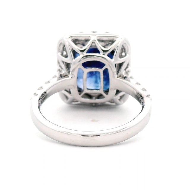 Alexander Beverly Hills Gia 5.45ct Emerald Cut Ceylon Sapphire & Diamond Ring, Size 6.25 For Sale - Image 4 of 4
