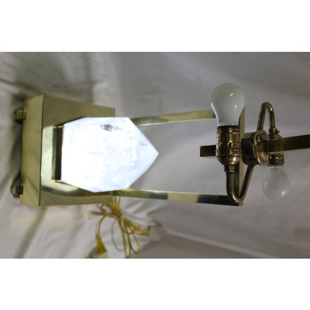 Early 21st Century Mid-Century/Modern Rock Crystal Lamp Hi-polished Brass . LED base For Sale - Image 5 of 18