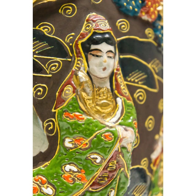 Japanese High Relief Satsuma Vase For Sale - Image 9 of 9