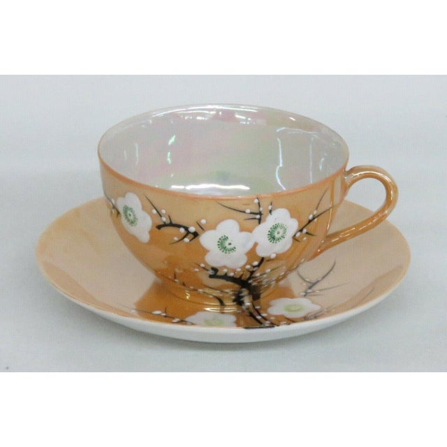 Mid 20th Century Cherry Blossom Japanese Lusterware Hand Painted 15
