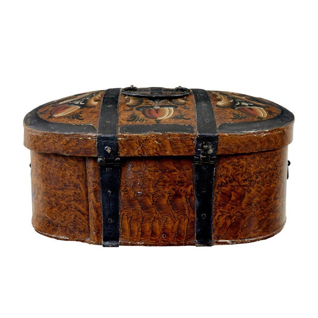 Antique Scandinavian Folk Art Hand Painted Box, 1860 For Sale - Image 6 of 7