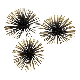 Set of Three Graduated, Starburst or Sea Urchins Wall Decor MCM For Sale