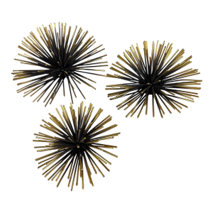 Set of Three Graduated, Starburst or Sea Urchins Wall Decor MCM