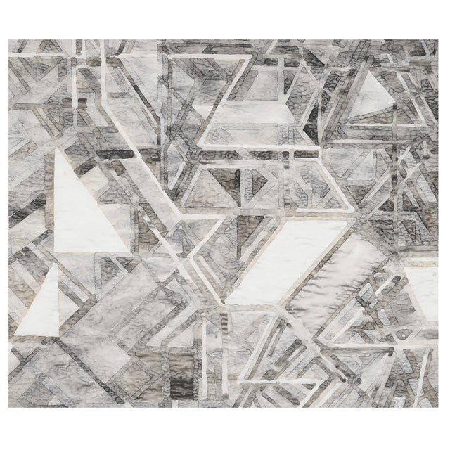 Escher Vintage Midcentury Modern Monochromatic Abstract Geometric Painting, Framed, Manner of Victor Vasarely For Sale - Image 4 of 13
