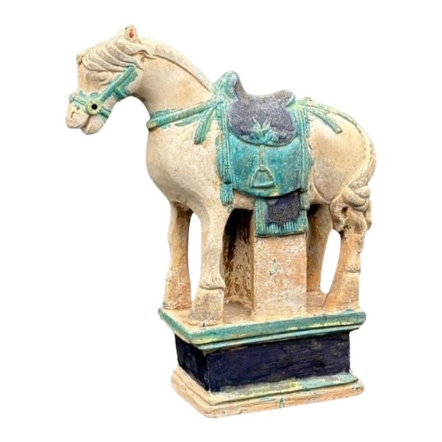 Ming Dynasty Antique Chinese Pottery Horse Tomb Figure Sculpture For Sale