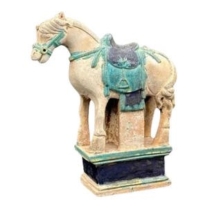 Ming Dynasty Antique Chinese Pottery Horse Tomb Figure Sculpture
