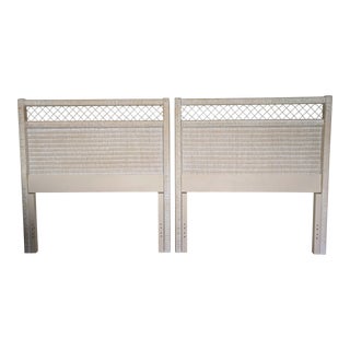 Pair- Vintage Henry Link Rattan Wrapped Twin Headboards For Sale
