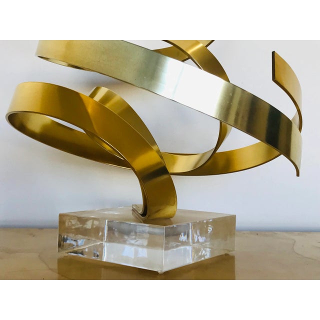 Dan Murphy (B.1942 Chicago) Gold Toned Ribbon Sculpture Dated 1986 For Sale - Image 11 of 13