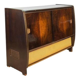 Mid-Century Art Deco Grundig Majestic 8068 Console Radio Cabinet For Sale