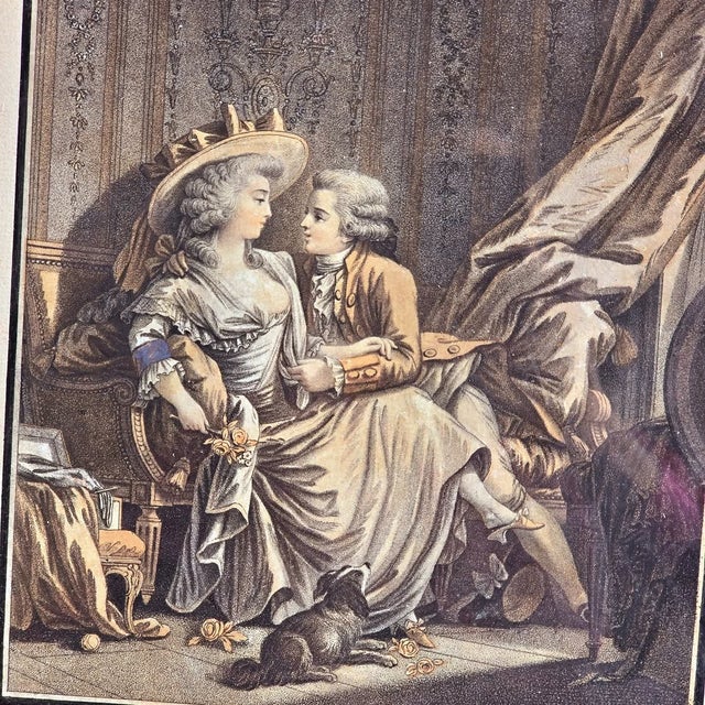 Jean Baptiste Huet, La Declaration & L'Amant Pressant, 1700s, Engravings, Framed, Set of 2 For Sale - Image 9 of 18