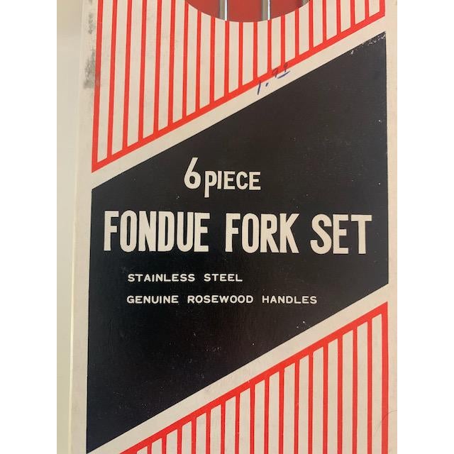 1960s 1960s Rosewood and Stainless Steel 6 Piece Fondue Fork Set For Sale - Image 5 of 8