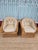 Italian Natural wicker chairs, a set of two. Has tufted upholstered cushions in a light neutral color. Great for indoor or...