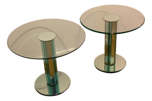 Glass Side Tables with Mirroring Glass by Luigi Massoni for Gallotti & Radice, Set of 2