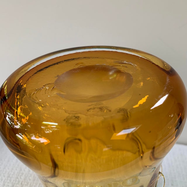 Copper Murano Mid- Century Blown Art Glass Vase For Sale - Image 8 of 9