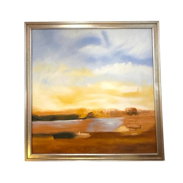 Wood Framed Landscape Oil Painting – Warm Sunset Over Water Z. Groger For Sale - Image 7 of 7
