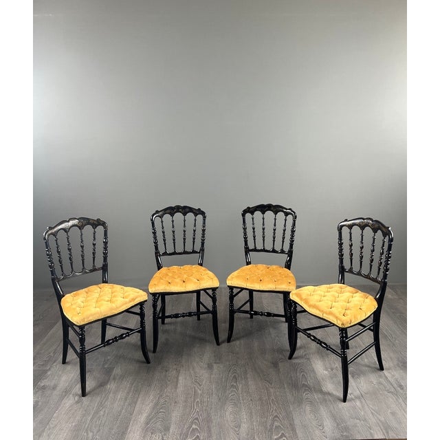 19th Century Napoleon III Chairs in Blackened Wood, Set of 4 For Sale - Image 11 of 12