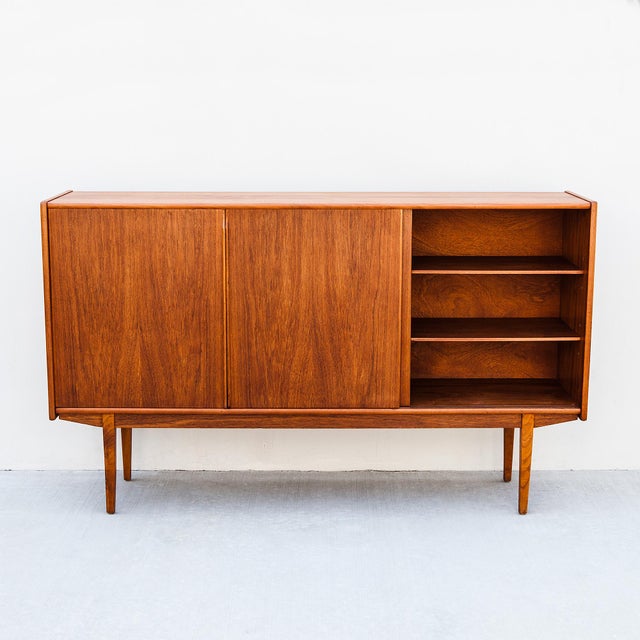 Mid-Century Modern 1960s Danish Mid Century Modern Teak Highboard For Sale - Image 3 of 17