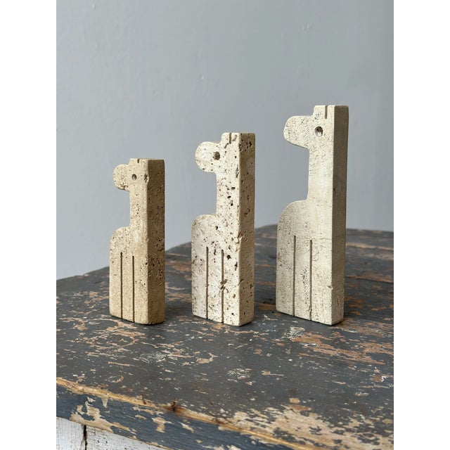 Postmodern Vintage Travertine Giraffe Sculpture Trio by Fratelli Mannelli, Circa 1970s For Sale - Image 3 of 12
