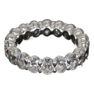 Platinum Eternity Wedding Band With Oval Diamonds - Size 5.5 For Sale
