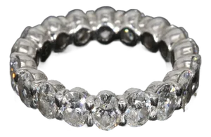 Platinum Eternity Wedding Band With Oval Diamonds - Size 5.5