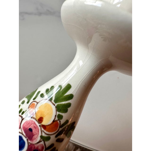 Cream Vintage De Candelaer Delft Polychrome Floral Ceramic Candlesticks – Pair, Netherlands For Sale - Image 8 of 18