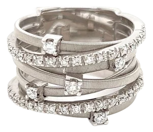 Marco Bicego GOA Diamond 18k White Gold 7 Row Band Ring - Size 7