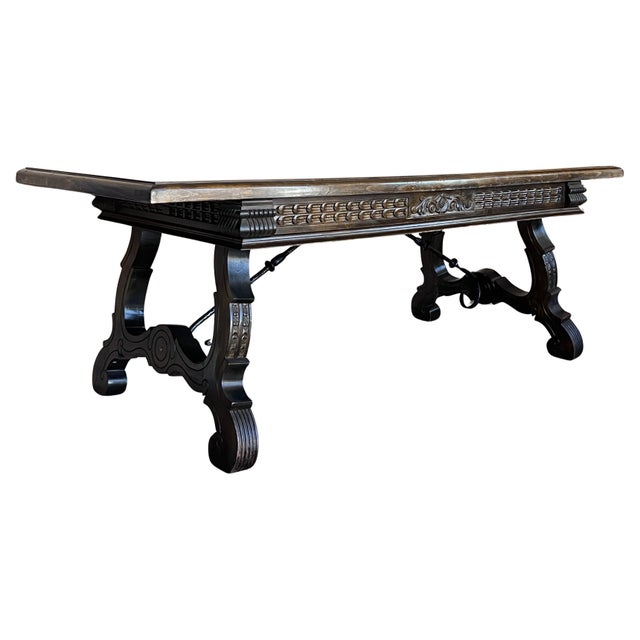 Early 20th Century Large Spanish Two Faces Baroque Style Oak Library Table or Center table For Sale - Image 15 of 18