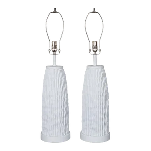 Pair of Ridged Composition Table Lamps