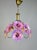 Hollywood Regency Vintage Floral Glass Chandelier Hand Painted Purple Ceiling Light One of a Kind Statement Lighting For Sale - Image 3 of 11