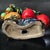 Ceramic Vintage Shiwan Kiln Glazed Gourd & Apple Sculpture / Chinese Good Luck Statue For Sale - Image 7 of 7
