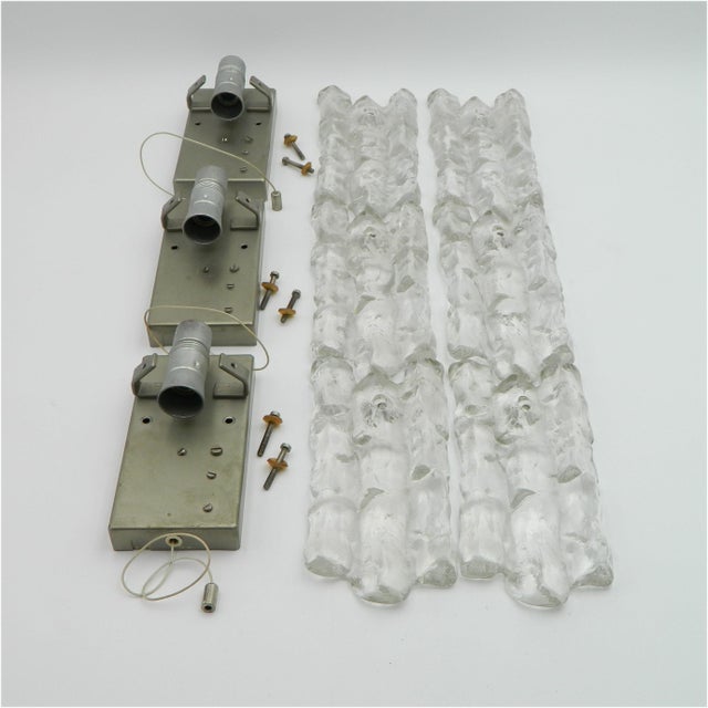 Vintage Ice Glass Wall Lights by J. T. Kalmar for J.T. Kalmar, 1970s, Set of 3 For Sale - Image 9 of 14