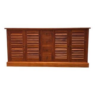 Teak Sideboard with Louvered Doors For Sale