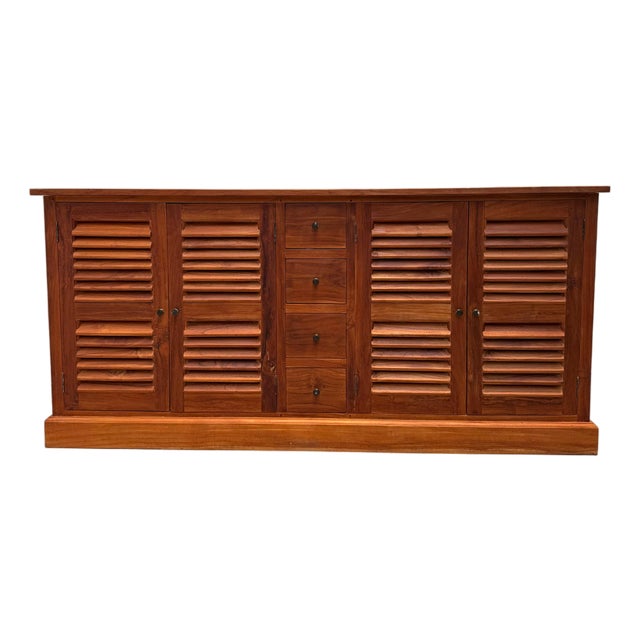 Teak Sideboard with Louvered Doors For Sale